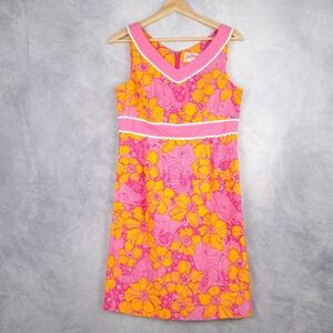 Lilly Pulitzer Dress Womens 6 Floral Elephant Empire Waist Retro Sheath Del Mar